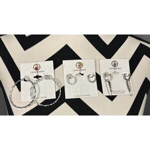 NEW GIANI BERNINI Sterling Silver Hoop Earrings LOT of 3 Great Gifts!